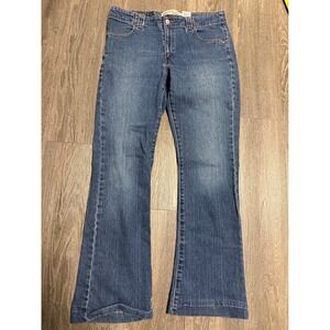 Levis 525 Nouveau Low Boot Cut Jeans Medium Wash Blue Denim Stretch Size 12 M